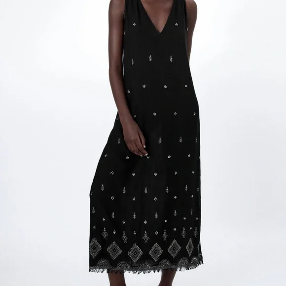 Zara | Dresses | Zara Limited Edition Embroidered Midi Dress | Poshmark